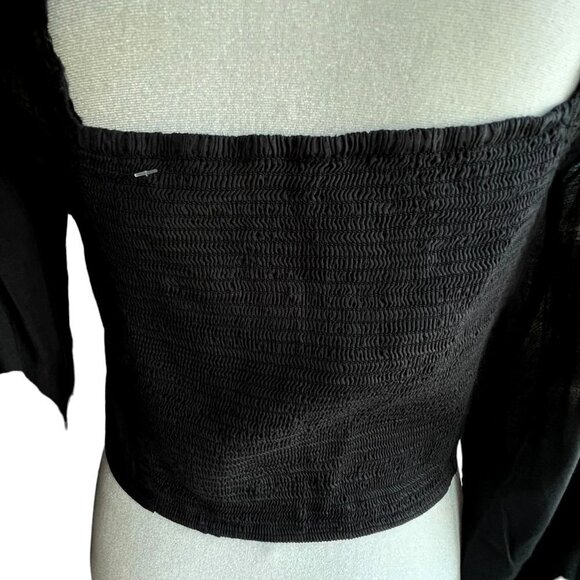 Free‎ People Revolve Womens Janelle Lace Top Size S Bohemian Romantic Black - Picture 6 of 11